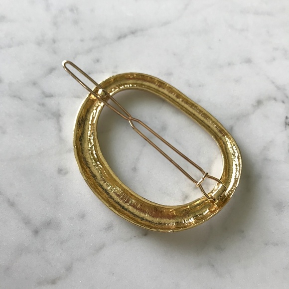 Gold Metal Natural Round Hair Clip - Picture 4 of 4